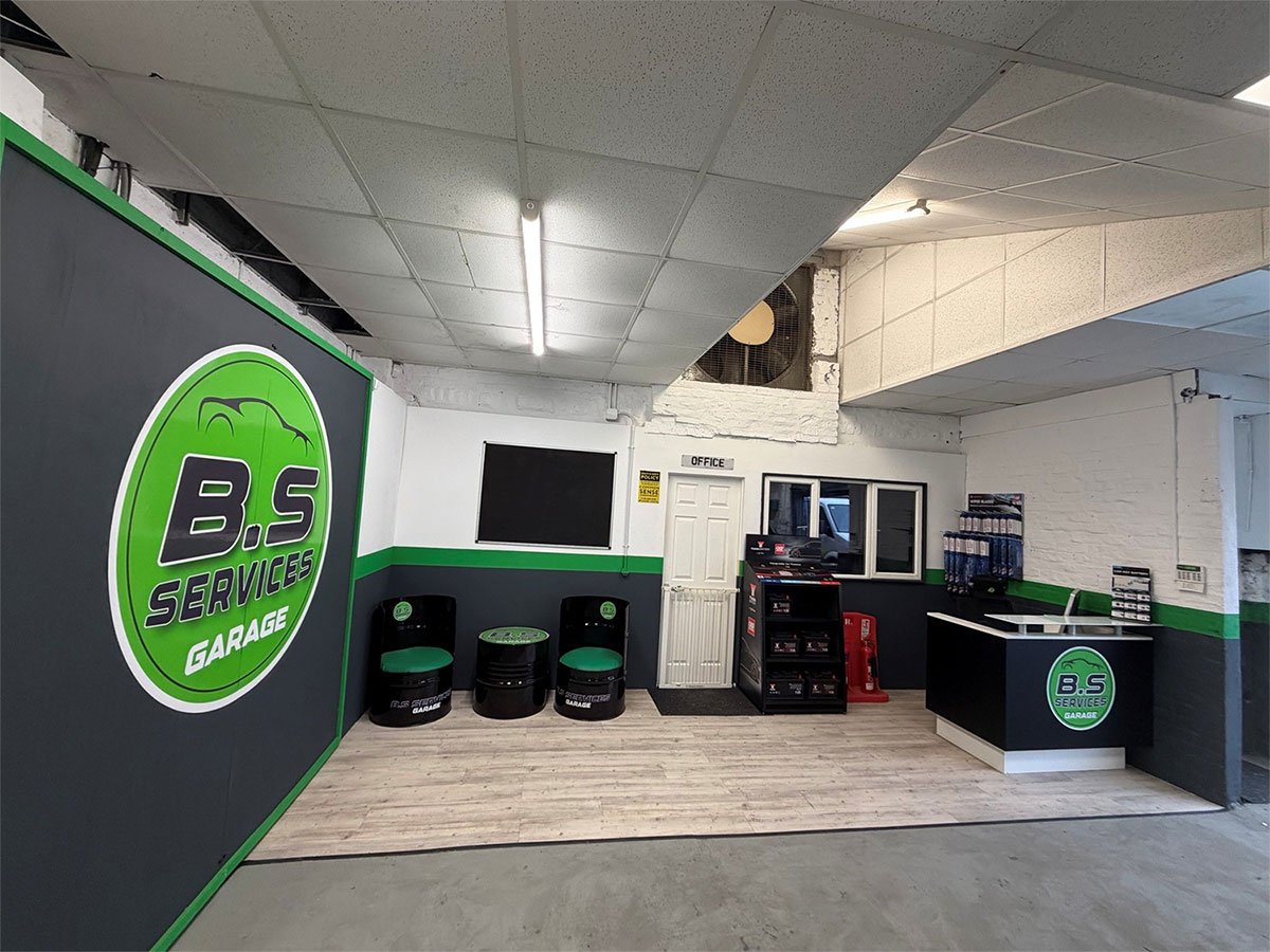 The desk & waiting area at BS Services Garage