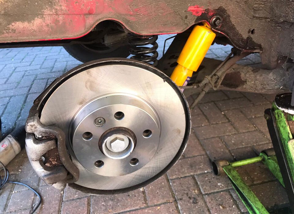 Brakes being serviced at BS Services Garage