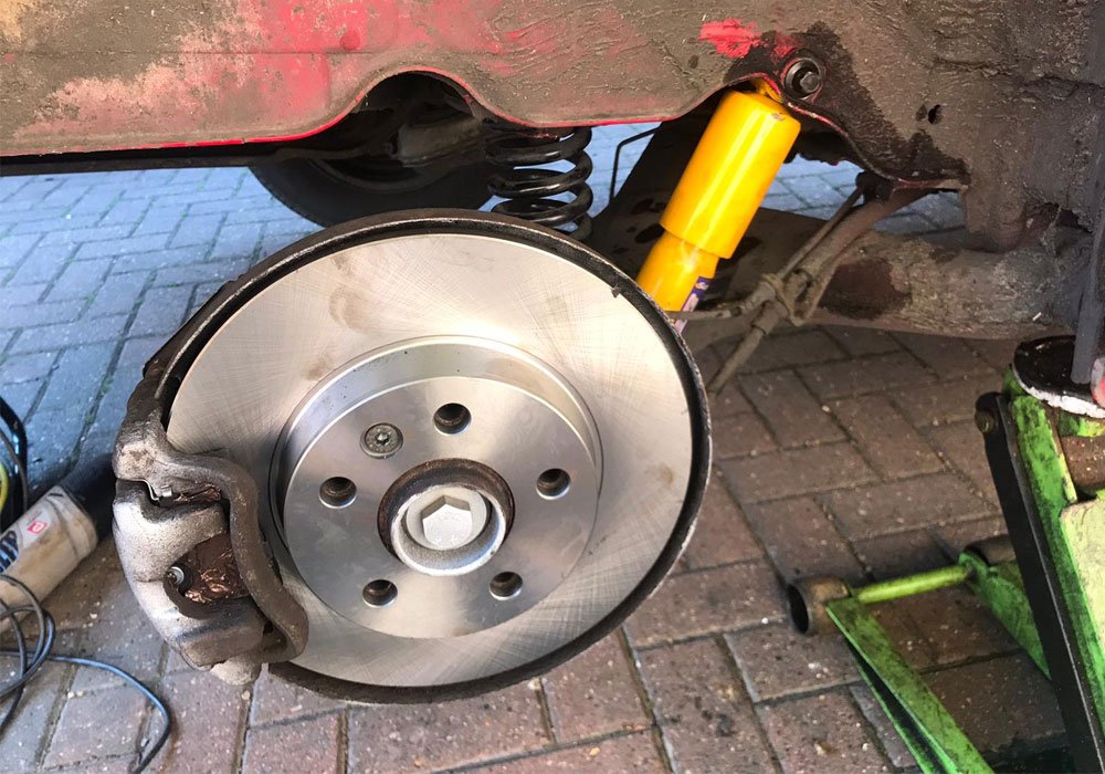Brakes being serviced at BS Services Garage