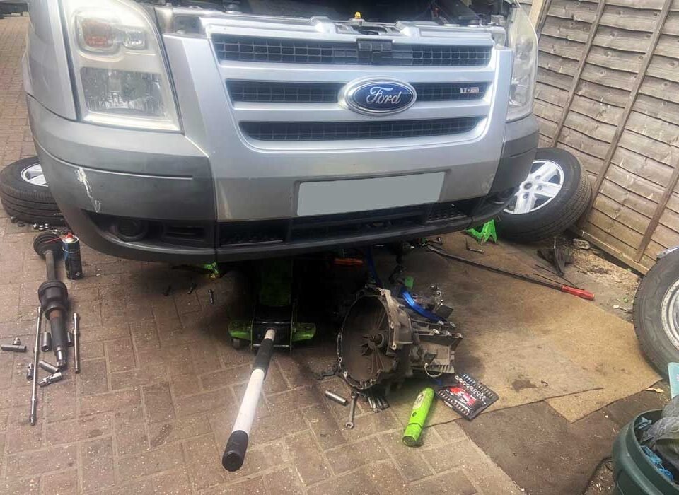 A vehicle having its clutch serviced