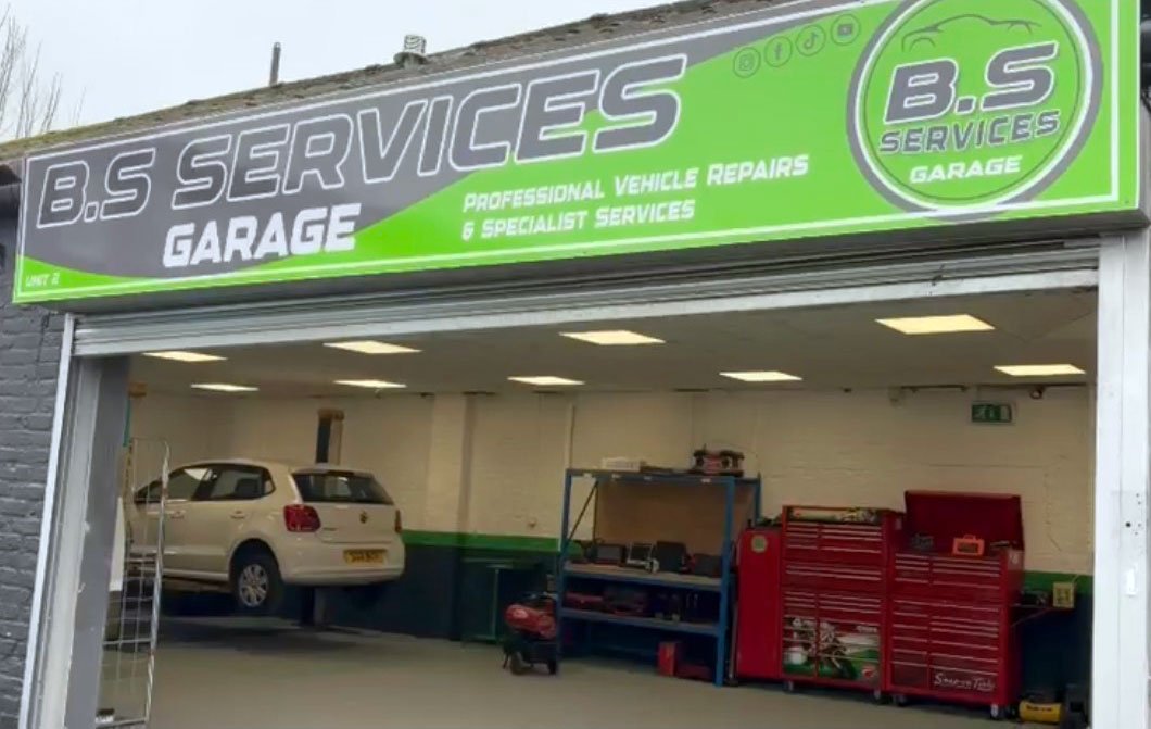 The signage outside of BS Services Garage